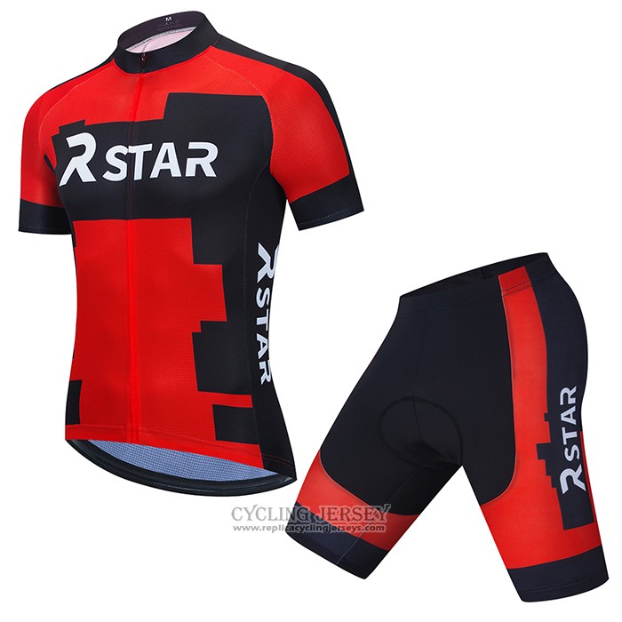 2021 Cycling Jersey R Star Black Red Short Sleeve And Bib Short(1)